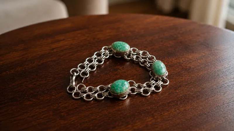 Green Stone Metal Bracelet