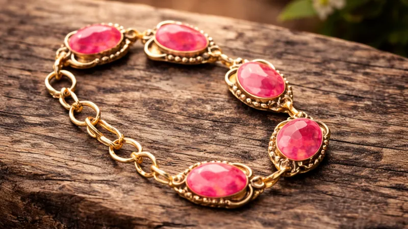 Pink Stone Metal Bracelet thumbnail 2
