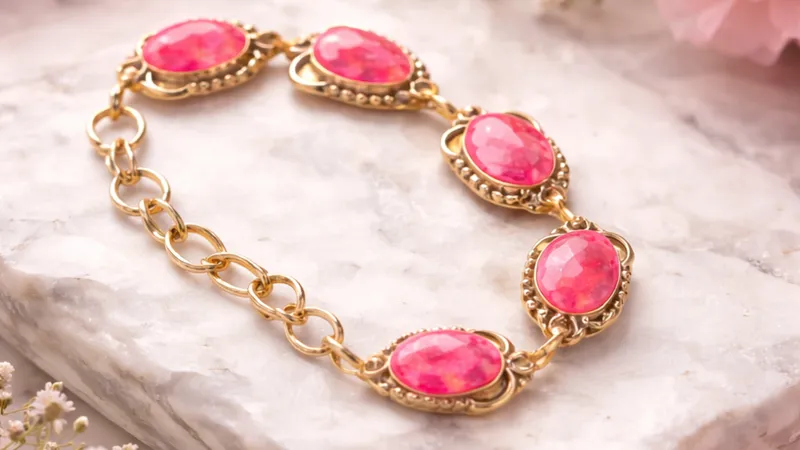 Pink Stone Metal Bracelet thumbnail 3