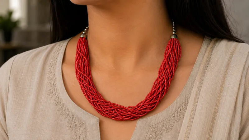 Red Beads Necklace thumbnail 6