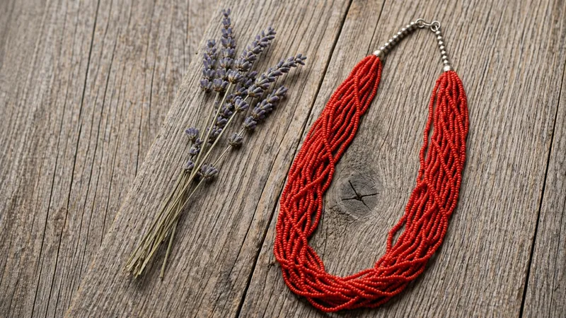 Red Beads Necklace thumbnail 3