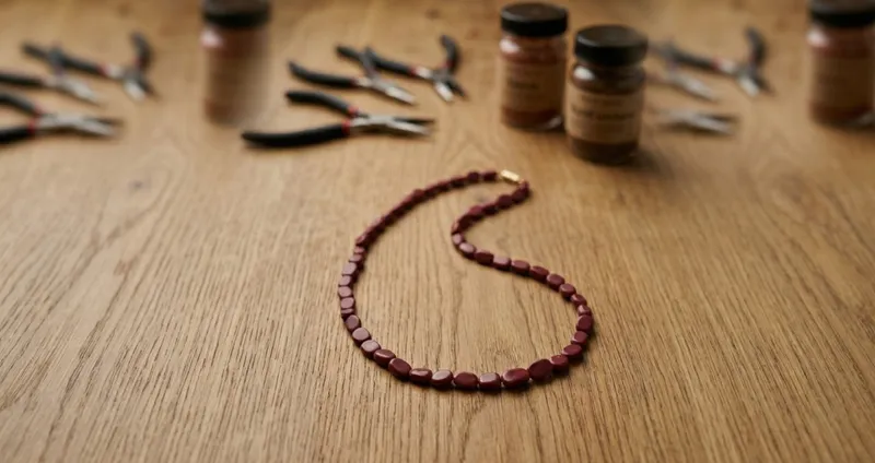 Red Coral Disk Necklace thumbnail 2